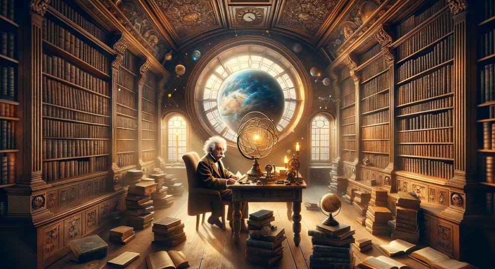 Einstein in der Bibliothek