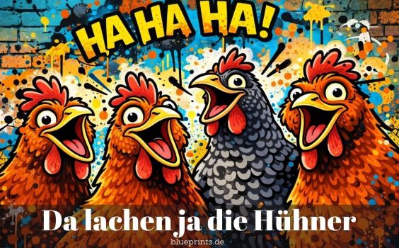 Vier lachende Hühner