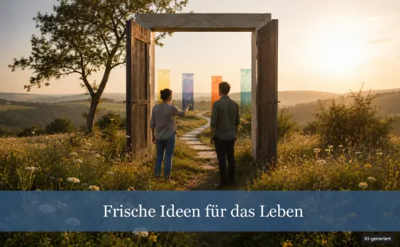 Offenes Notizbuch und Tasse auf einem Felsen vor sonnigem Meereshorizont